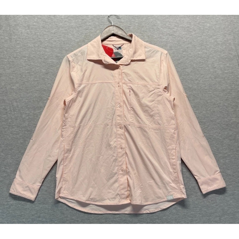 The North Face FlashDry Shirt Womens Small Light Pink UPF 50+ Outdoor Button Up